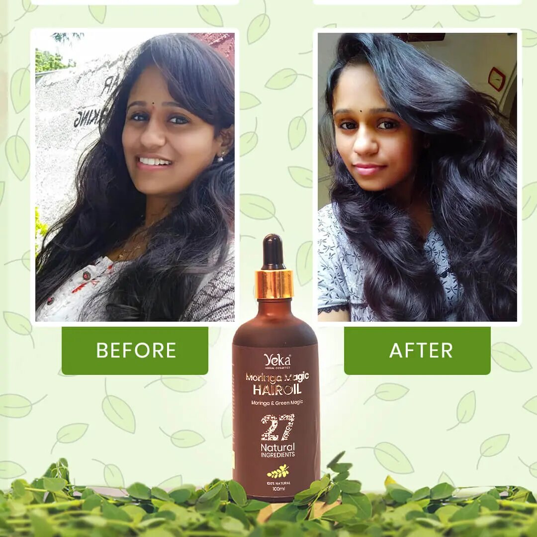 Yeka Moringa Hair Oil Review - Instantly smoothes and tames your frizzy Hair.. Customer's Before and After Review